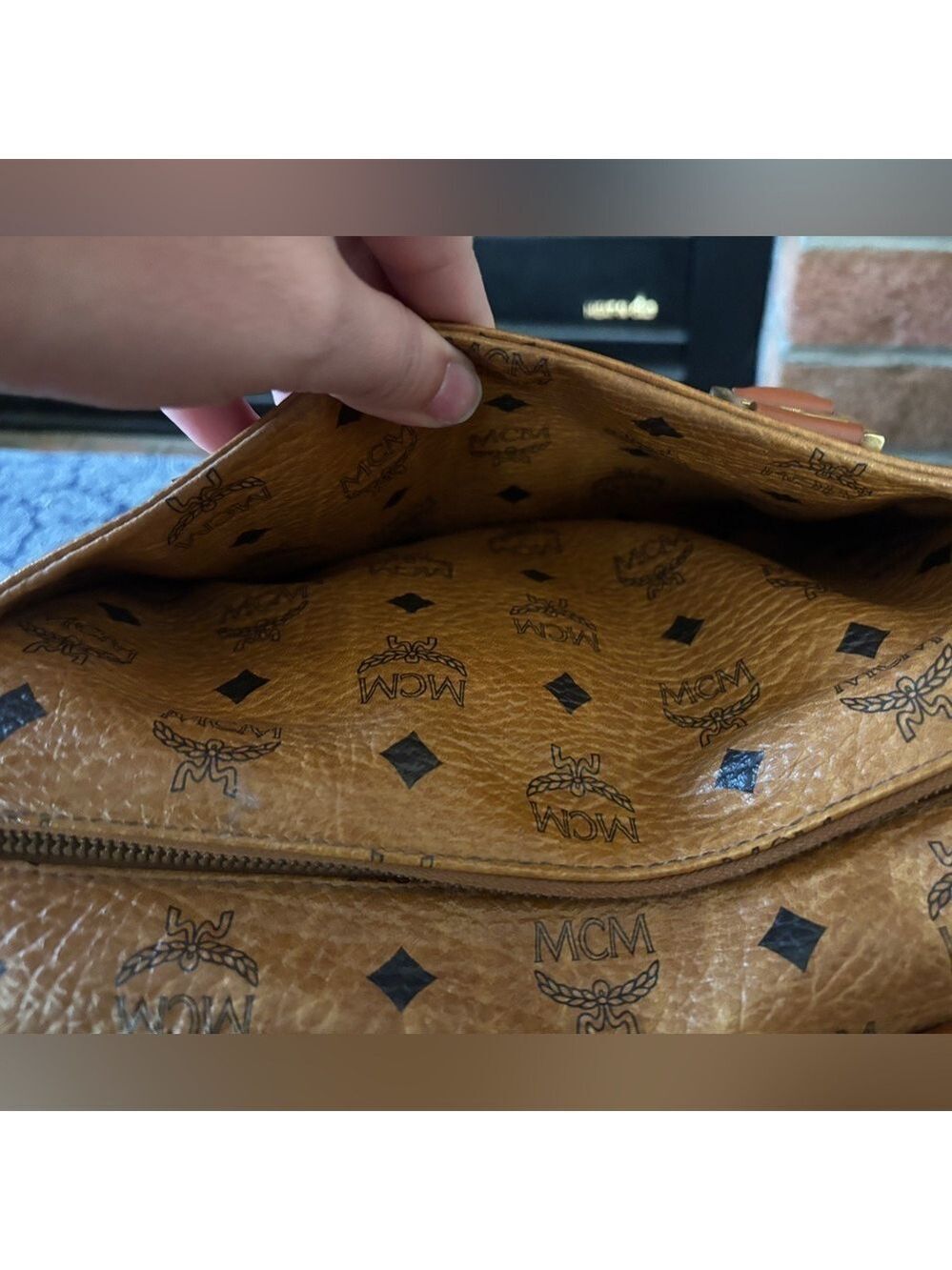 Vintage MCM Cognac Visetos Monogram Boston Bag - Picture 7 of 11